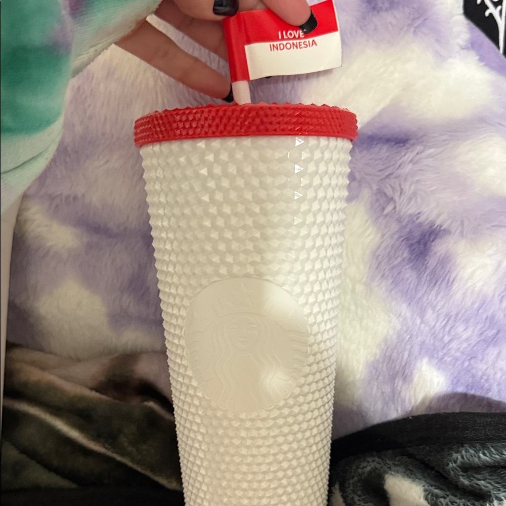 Starbucks Red and White Textured Tumbler